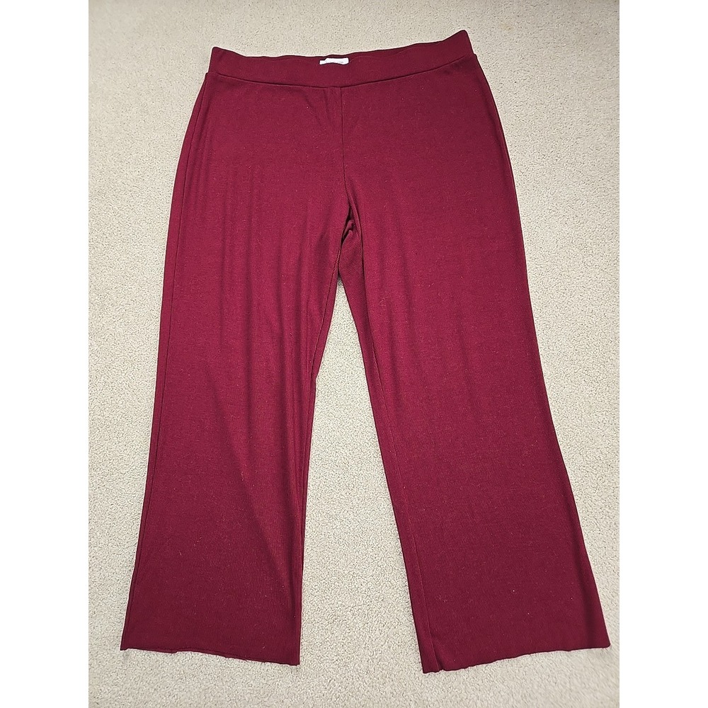 Liz Claiborne Burgundy Passion‎ Pull On Ribbed Relaxed Pants Size 2XL Loungeeear